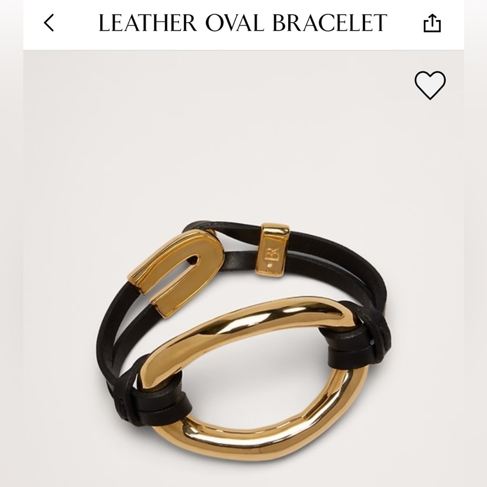 Banana Republic Leather Oval Bracelet Gold over Brass